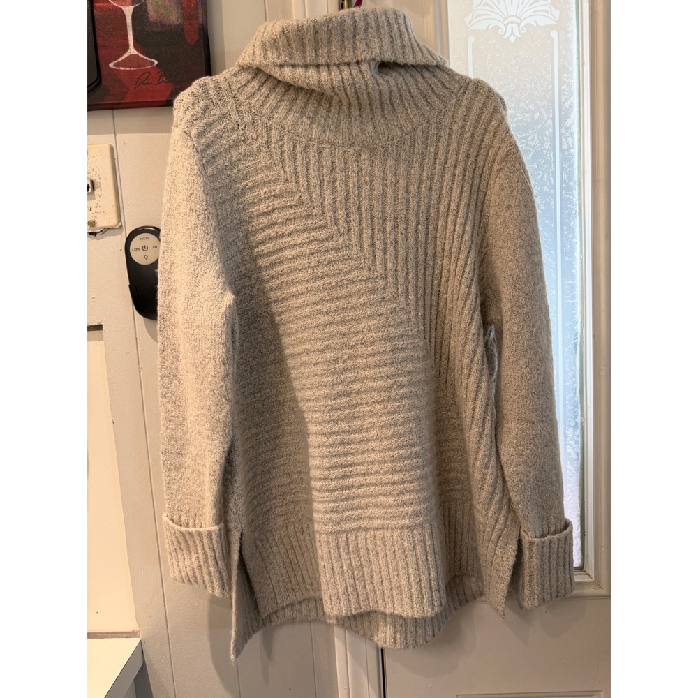 Simply Vera Vera Wang Gray Metallic Ribbed Turtleneck Sweater Petite Large PL